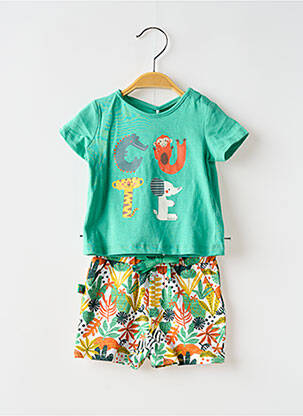 Ensemble short taille élastique vert BOBOLI garcon