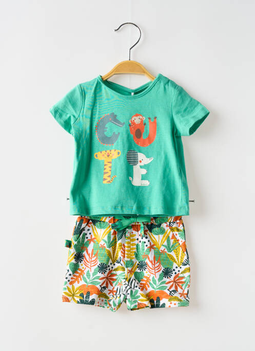 Ensemble short taille élastique vert BOBOLI garcon