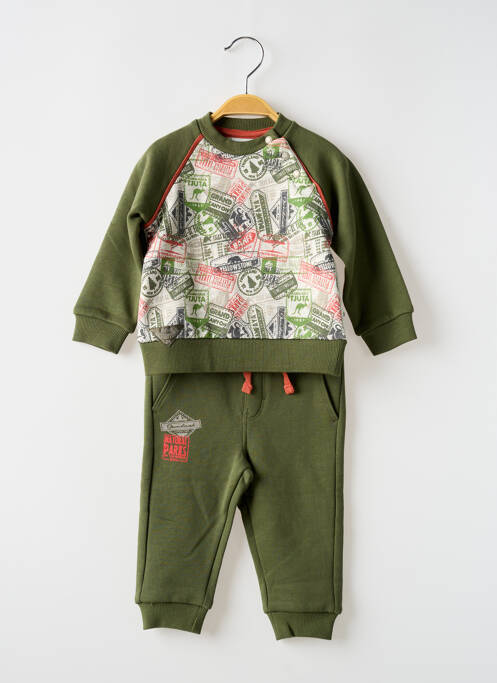Ensemble de sport col rond vert BOBOLI garcon