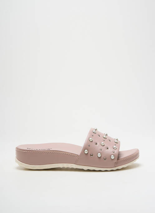 Mules/sabots tissage satiné talon de 4 à 6cm rose ROMIKA femme