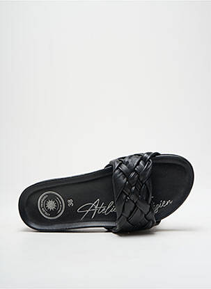 Mules/sabots tissage satiné talon plat jusqu'à 3cm noir L'ATELIER TROPÉZIEN femme