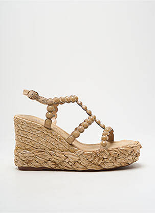 Sandales/nu pieds tissage satiné talon de 7 à 9cm beige ALMA EN PENA femme