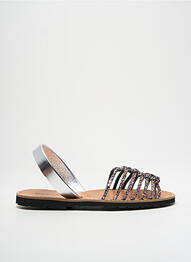 Sandales/nu pieds chiquet talon plat jusqu'à 3cm argent MINORQUINES femme