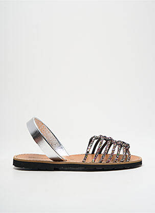 Sandales/nu pieds chiquet talon plat jusqu'à 3cm argent MINORQUINES femme