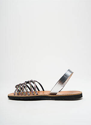 Sandales/nu pieds chiquet talon plat jusqu'à 3cm argent MINORQUINES femme