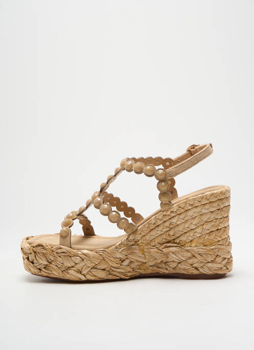 Sandales/nu pieds tissage satiné talon de 7 à 9cm beige ALMA EN PENA femme