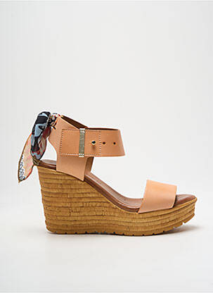 Sandales/nu pieds matière lisse talon de 7 à 9cm rose GOODSTEP femme