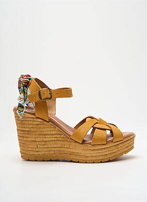 Sandales/nu pieds matière lisse talon de 7 à 9cm jaune GOODSTEP femme