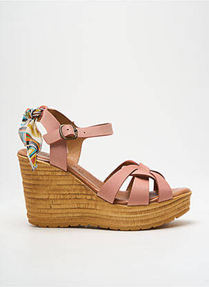 Sandales/nu pieds matière lisse talon de 7 à 9cm rose GOODSTEP femme