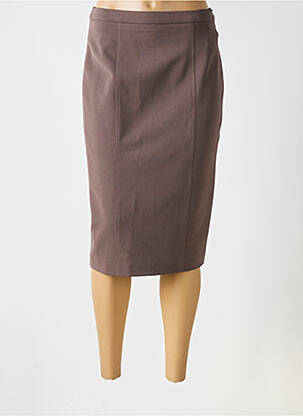 Jupe mi-longue taille à pinces marron WEILL femme