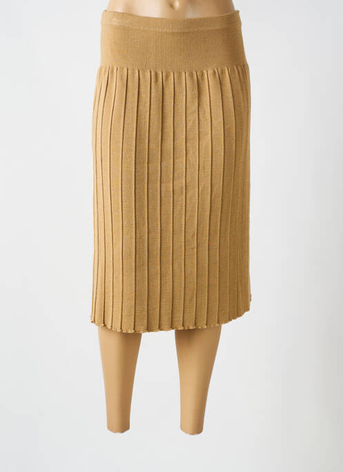 Jupe mi-longue marron SAINT CHARLES pour femme