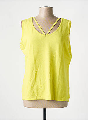 Pull coupe cintrée sans manche jaune FABER femme