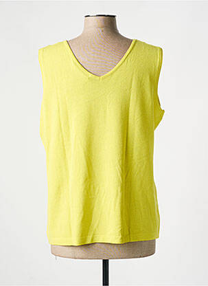 Pull coupe cintrée sans manche jaune FABER femme