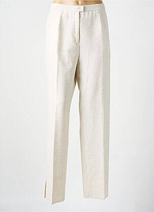 Pantalon droit taille à pinces taille haute beige KARTING femme