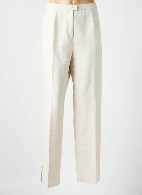 Pantalon droit taille à pinces taille haute beige KARTING femme