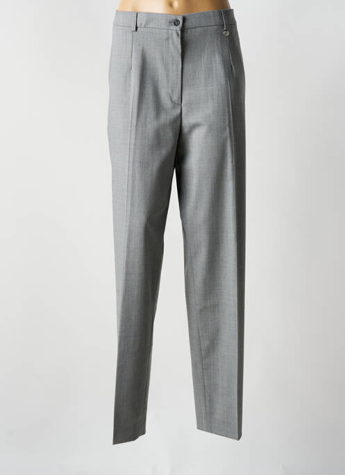 Pantalon droit fermeture zippée sous rabat boutonné gris BRUNO SAINT HILAIRE femme