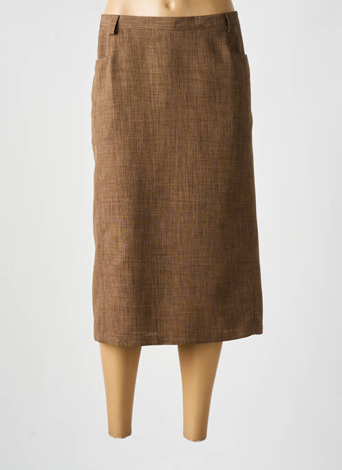 Jupe mi-longue coupe droite marron FRANCOISE F femme