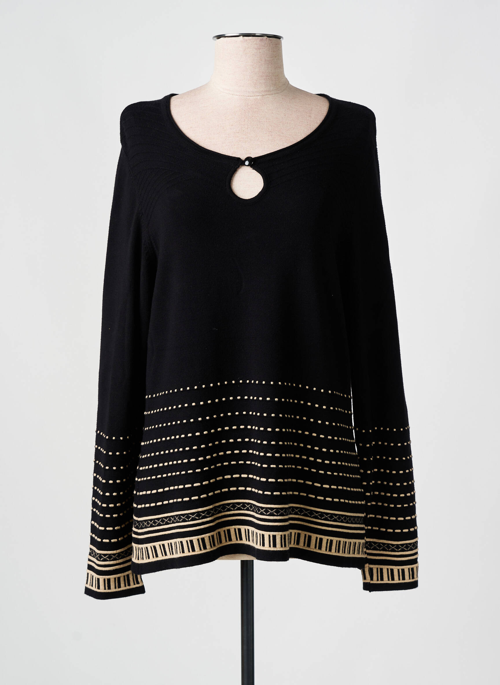 Christine Laure Jegging Bleu Marine Femme Pull Coupe Cintrée Noir