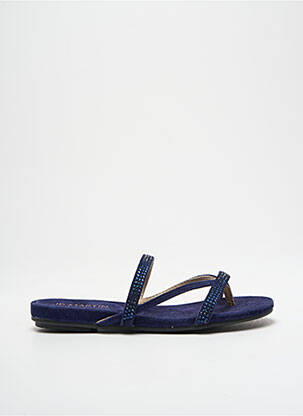 Tongs strass talon plat jusqu'à 3cm bleu JB MARTIN femme