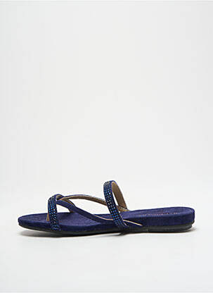 Tongs strass talon plat jusqu'à 3cm bleu JB MARTIN femme