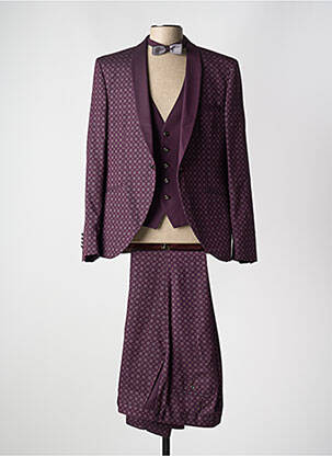 Costume de cérémonie fermeture zippée sous rabat avec crochet violet CAMILLIANO homme