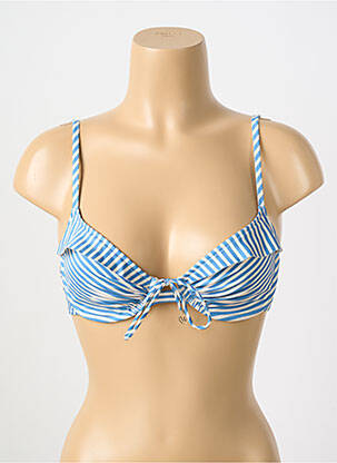 Haut de maillot de bain stretch haut soutien-gorge balconnet bleu WATERCULT femme