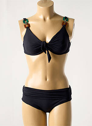 Maillot de bain 2 pièces stretch haut soutien-gorge emboitant noir GENIUS femme