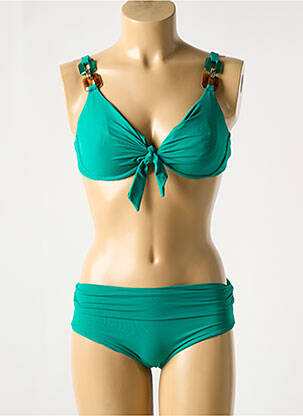 Maillot de bain 2 pièces stretch haut soutien-gorge emboitant vert GENIUS femme