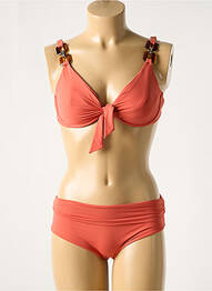 Maillot de bain 2 pièces stretch haut soutien-gorge emboitant orange GENIUS femme