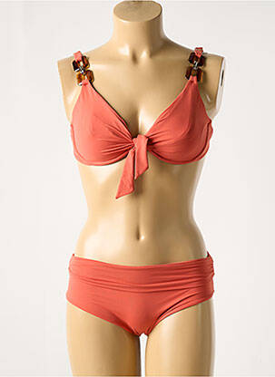 Maillot de bain 2 pièces stretch haut soutien-gorge emboitant orange GENIUS femme