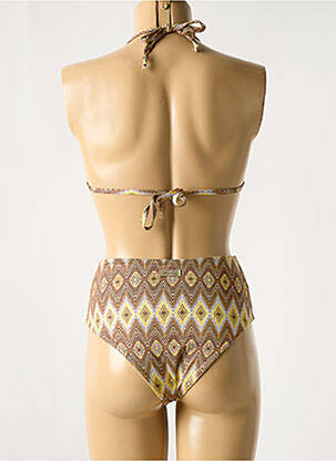 Maillot de bain 2 pièces stretch haut soutien-gorge moulé marron GENIUS femme