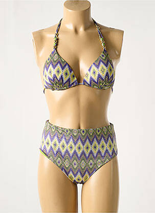 Maillot de bain 2 pièces stretch haut soutien-gorge moulé violet GENIUS femme