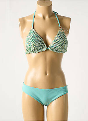Maillot de bain 2 pièces stretch haut soutien-gorge avec mousse de rembourrage amovible bleu GENIUS femme