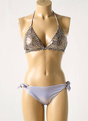 Maillot de bain 2 pièces stretch haut soutien-gorge avec mousse de rembourrage amovible gris GENIUS femme