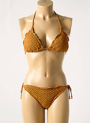 Maillot de bain 2 pièces stretch haut soutien-gorge avec mousse de rembourrage amovible orange BANANA MOON femme