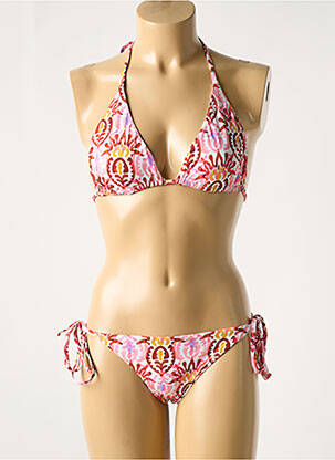 Maillot de bain 2 pièces stretch haut triangles rose MALIPARMI femme