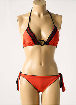 Maillot de bain 2 pièces stretch haut soutien-gorge avec mousse de rembourrage amovible orange DAVID femme