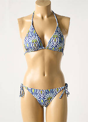 Maillot de bain 2 pièces stretch haut triangles bleu MALIPARMI femme