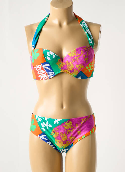 Maillot de bain 2 pièces stretch haut soutien-gorge moulé rose ROIDAL femme