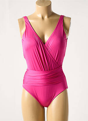 Maillot de bain 1 pièce effet matière satinée haut soutien-gorge moulé rose ROIDAL femme