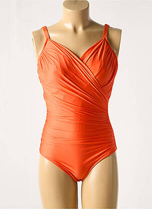 Maillot de bain 1 pièce effet matière satinée haut soutien-gorge emboitant orange ROIDAL femme