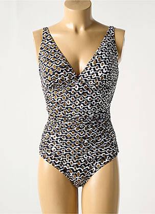 Maillot de bain 1 pièce imprimé fantaisie haut soutien-gorge avec mousse de rembourrage amovible marron ROIDAL femme