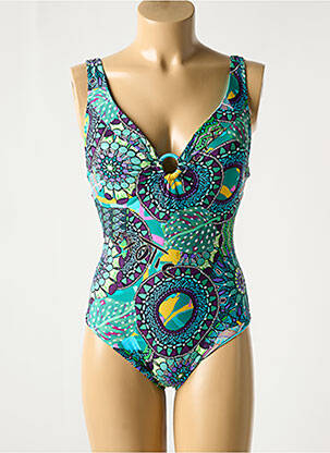Maillot de bain 1 pièce imprimé fantaisie haut soutien-gorge avec mousse de rembourrage amovible bleu GENIUS femme