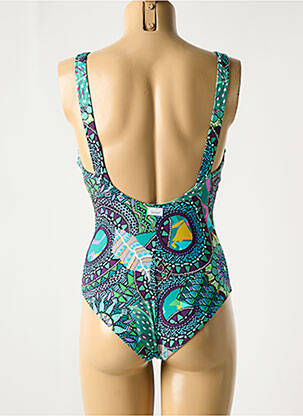 Maillot de bain 1 pièce imprimé fantaisie haut soutien-gorge avec mousse de rembourrage amovible bleu GENIUS femme