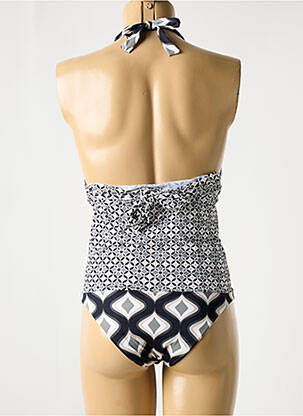 Maillot de bain 1 pièce effet matière satinée haut triangles gris DOMANI femme