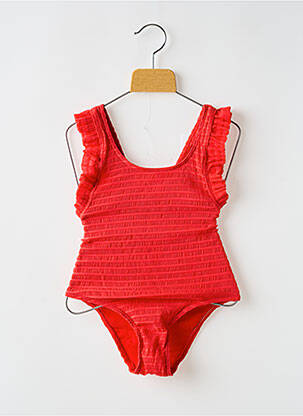 Maillot de bain 1 pièce effet matière satinée rouge BANANA MOON fille