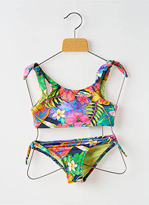 Maillot de bain 2 pièces effet matière satinée vert BANANA MOON fille