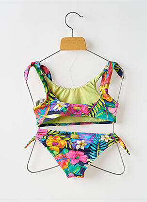 Maillot de bain 2 pièces effet matière satinée vert BANANA MOON fille