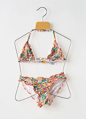 Maillot de bain 2 pièces effet matière satinée orange BANANA MOON fille