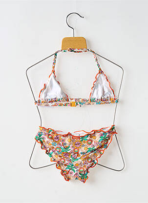 Maillot de bain 2 pièces effet matière satinée orange BANANA MOON fille